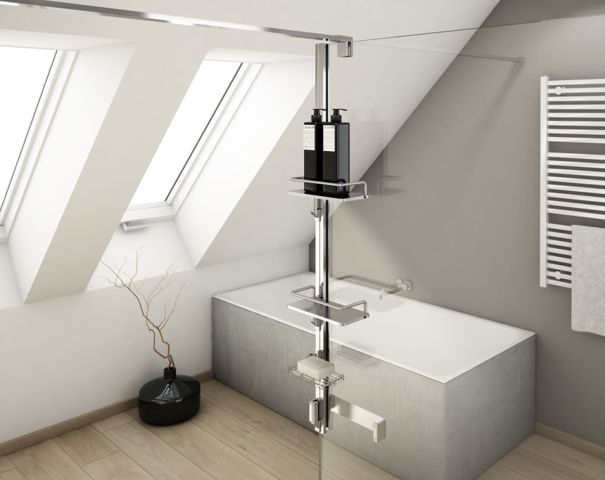 Smart opbevaring til brusevg m. hylder - Sort, Hvid eller Krom