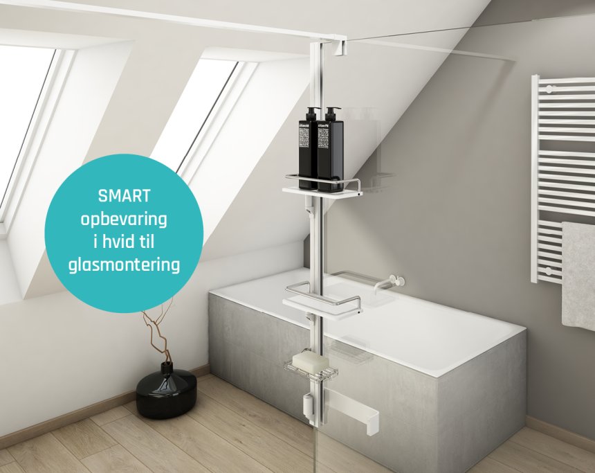 Smart opbevaring til brusevg m. hylder - Sort, Hvid eller Krom