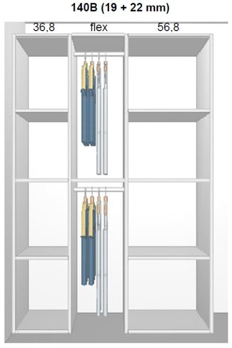 Garderobe indretning - max 140 cm