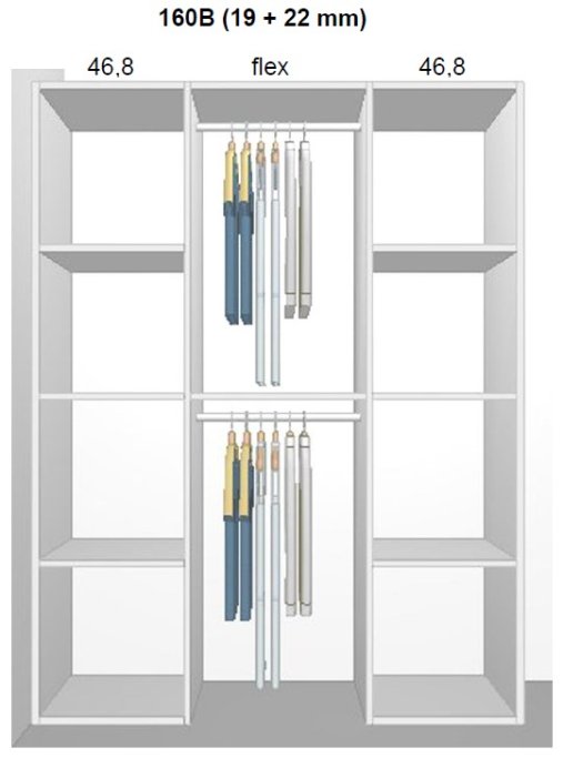 Garderobe indretning - max 160 cm