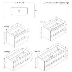 Sara - 120 cm Mbelst - Mathvid - med porcelnvask