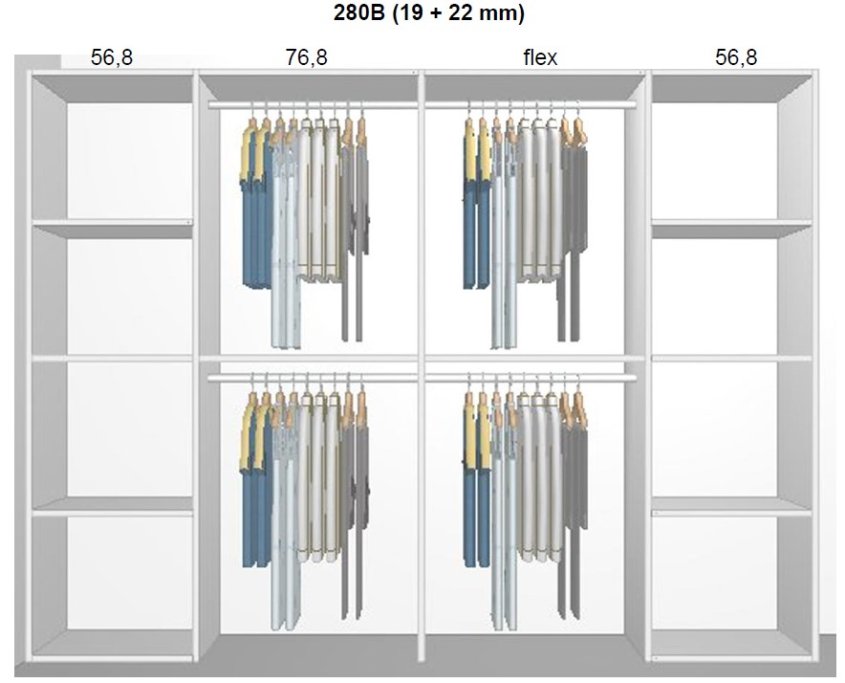 Garderobe indretning - max 280 cm