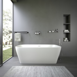 Delia 170 cm fritstende badekar - Mat Hvid Akryl