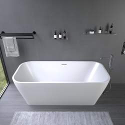 Delia 170 cm fritstende badekar - Mat Hvid Akryl
