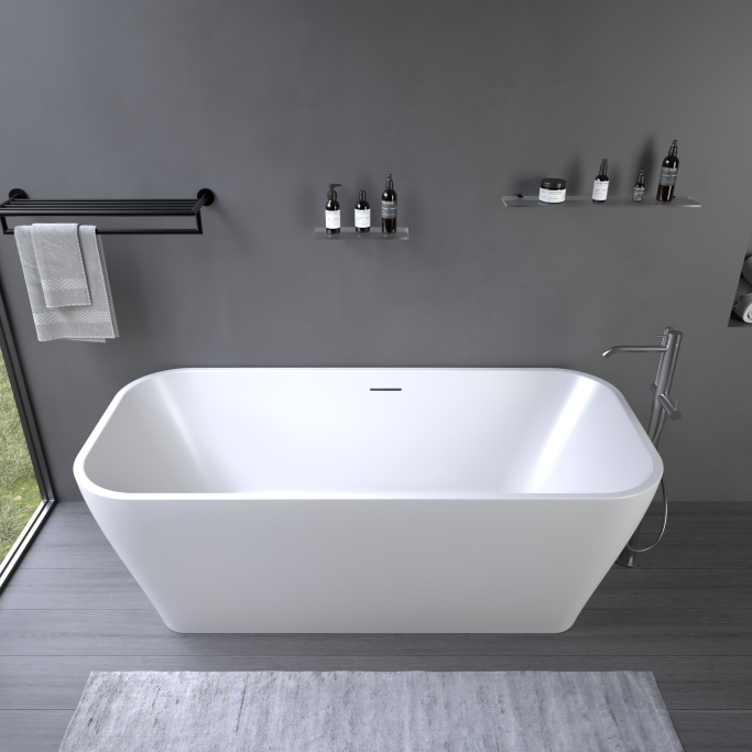 Delia 170 cm fritstende badekar - Mat Hvid Akryl