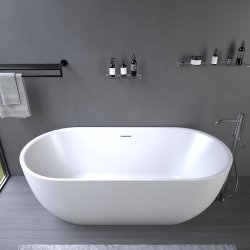 Thalia 170 cm fritstende badekar - Mat Hvid Akryl