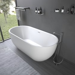 Thalia 170 cm fritstende badekar - Mat Hvid Akryl