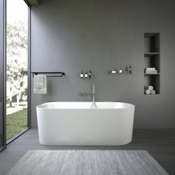 Viva 170 cm fritstende badekar - Mat Hvid Akryl