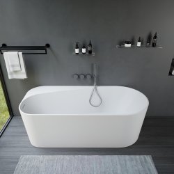 Viva 170 cm fritstende badekar - Mat Hvid Akryl