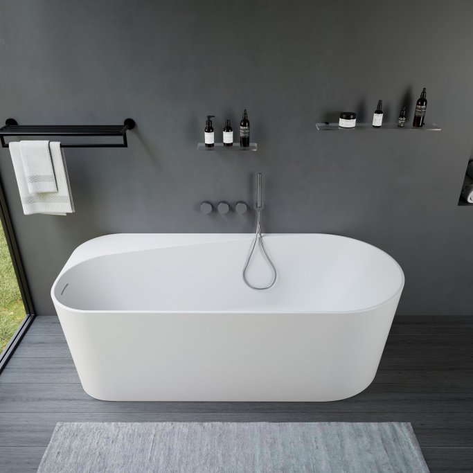 Viva 170 cm fritstende badekar - Mat Hvid Akryl