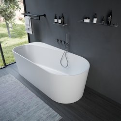 Viva 170 cm fritstende badekar - Mat Hvid Akryl