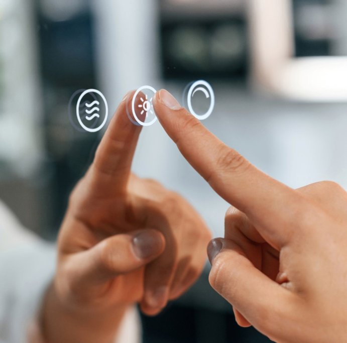 Madrid 3 Spejl med Sort Ramme - LED frontlight, dmpning, farveskift og varme - Mange strrelser