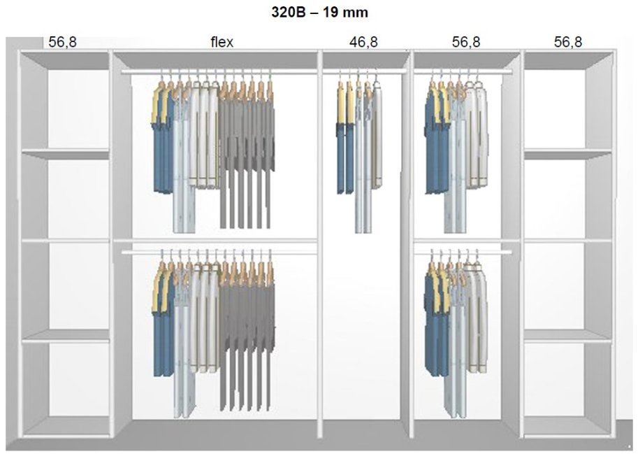 Garderobe indretning - max 320 cm