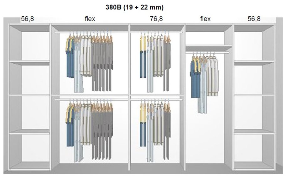 Garderobe indretning - max 380 cm