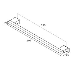 Bold -  60 cm hndkldestang - Sort