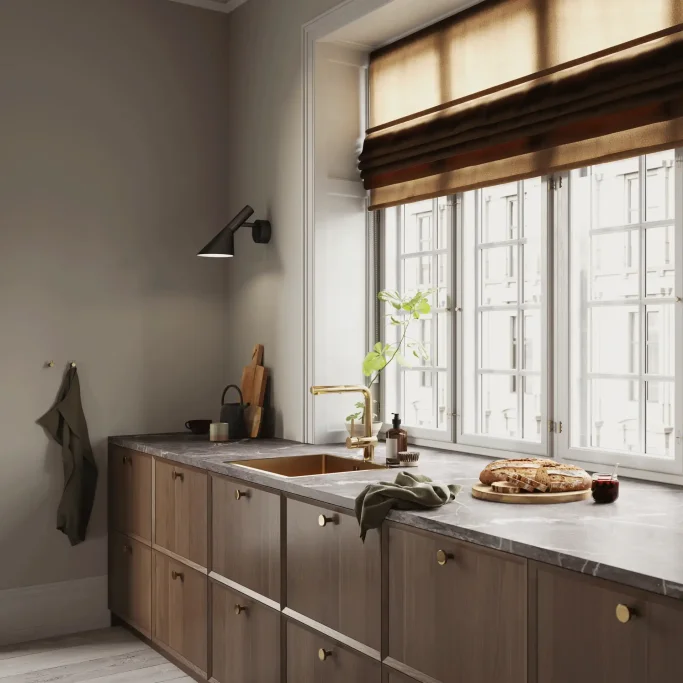 Kubus - Kkkenarmatur m. udtrk - Massivt Messing