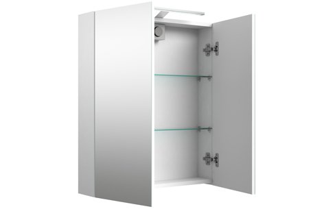 Scandic 80 cm spejlskab - LED armatur - Hvid Hjglans
