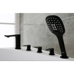 Sams 170 cm fritstende badekar - med sort armatur