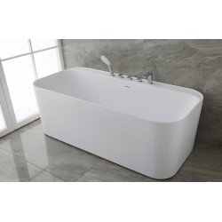 Drej 170 cm fritstende badekar - mat hvid - med krom armatur