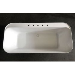 Drej 170 cm fritstende badekar - mat hvid - med krom armatur