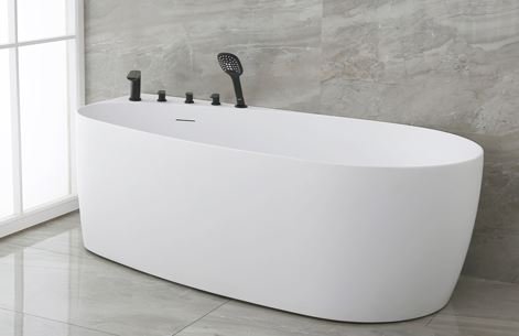 Sams 170 cm fritstende badekar - med sort armatur