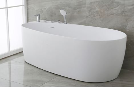 Sams 170 cm fritstende badekar - med krom armatur
