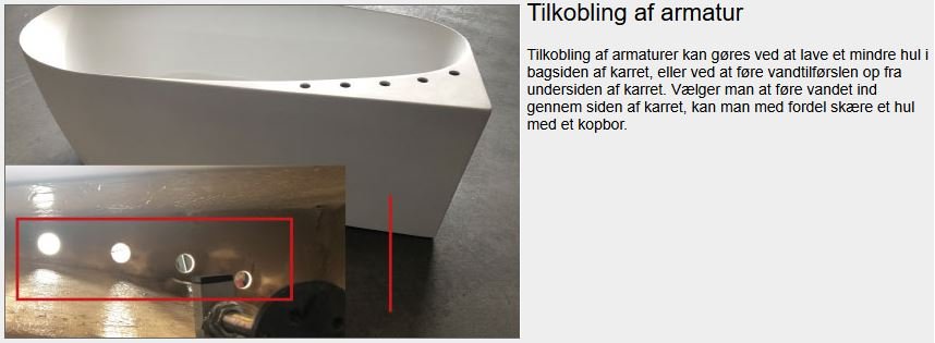 Sams 170 cm fritstende badekar - med krom armatur