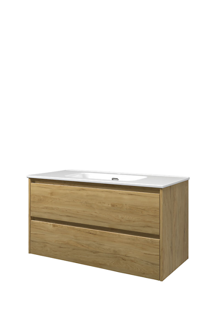 Proline 100 cm - Badmbel m. skuffer - Inkl. porceln vask - Ideal Eg Vask UDEN hanehul