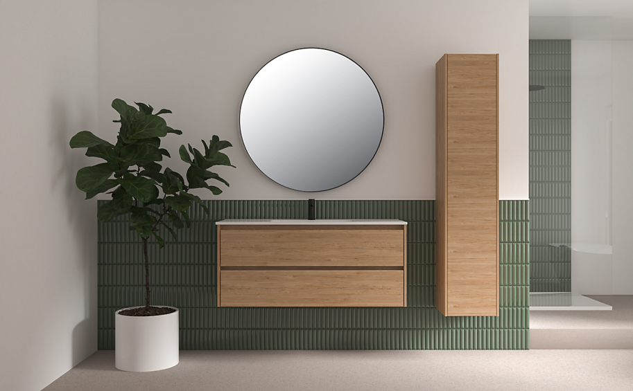 Proline 100 cm - Badmbel m. skuffer - Inkl. porceln vask - Ideal Eg