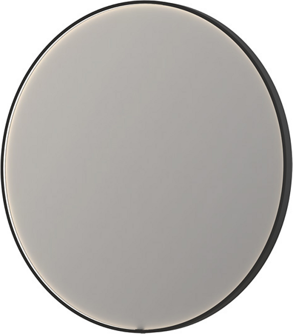 Round Framed Spejl med LED lys - sort ramme - Farveskift - Dmpning og Varme