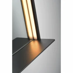 Fenice spejl med LED lys, Sort Ramme og hylde, 100x80 cm