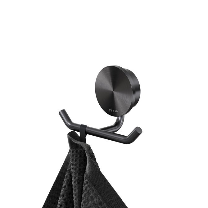 Geesa Opal  - Hndkldekrog dobbelt - Brushed Metal Black