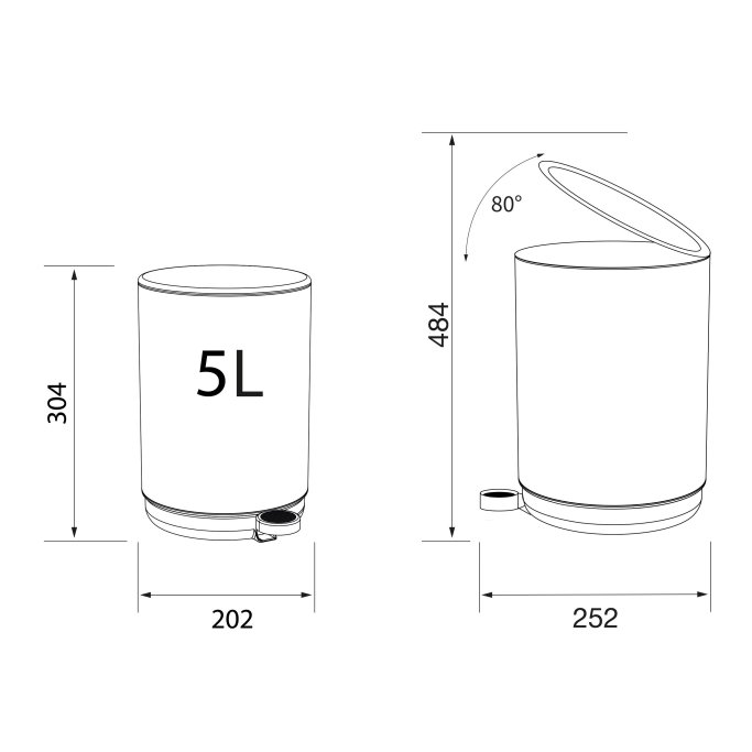 Mind Pedalspand -Sealskin - 5 liter - Mat sort