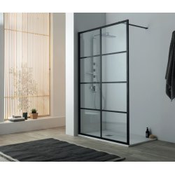 Walk In brusev�g - Sorte sprosser - klart glas - 5 st�rrelser - 100-140 cm