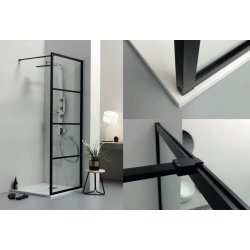 Walk In brusev�g - Sorte sprosser - klart glas - 5 st�rrelser - 100-140 cm