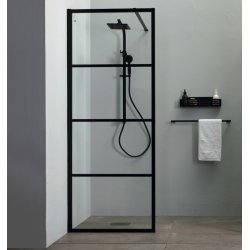 Walk In brusev�g - Sorte sprosser - klart glas - 3 st�rrelser - 70-90 cm