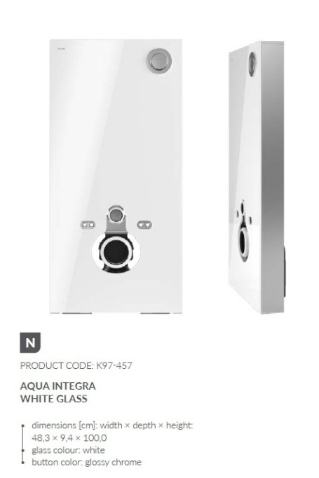 AQUA INTEGRA - Fritstende Cisterne m. glasfront - HVID