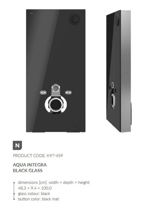 AQUA INTEGRA - Fritstende Cisterne m. glasfront - SORT