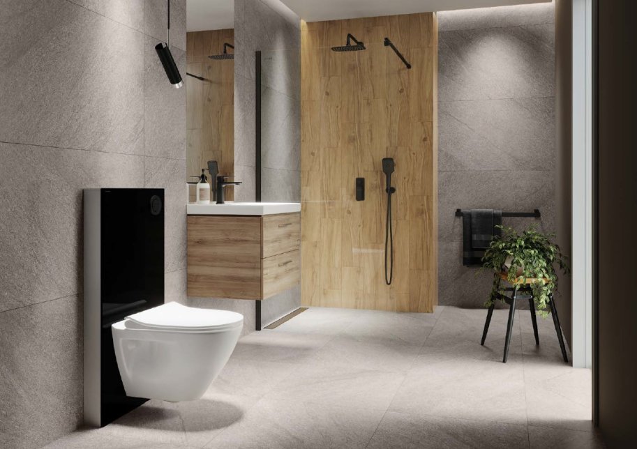 AQUA INTEGRA - Fritstende Cisterne m. glasfront - SORT