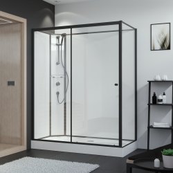 Breuer BR100 - Black edition - Firkantet brusekabine m. skyded�r