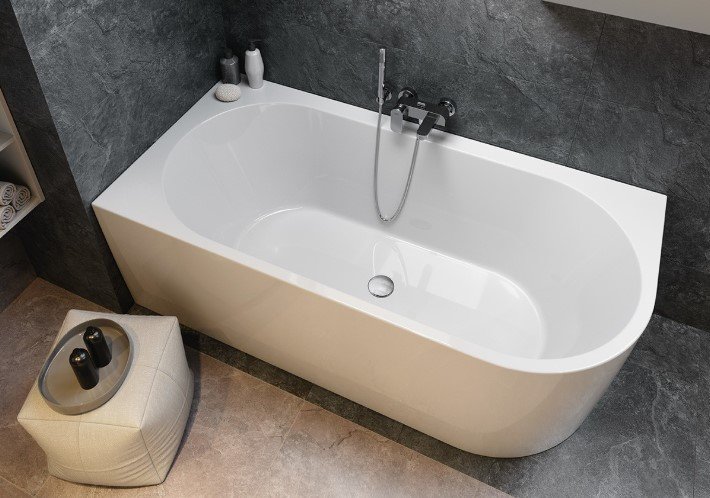 Crea Corner - back to wall -fritstende badekar - 3 strrelser 150 x 80 cm Venstremodel
