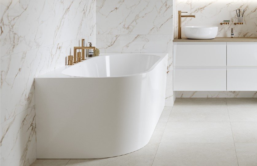 Crea Corner - back to wall -fritstende badekar - 3 strrelser