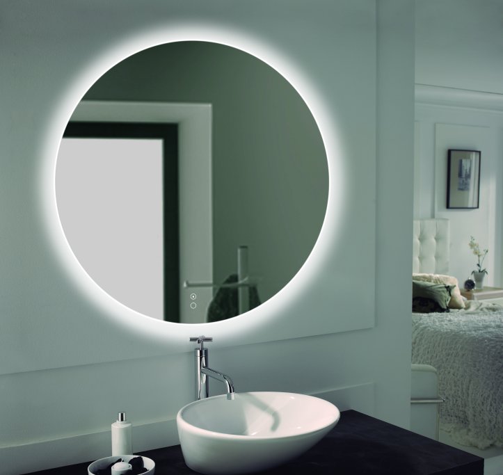 Daria 2 - Rundt spejl med LED Backlight og antidug - 3 strrelser