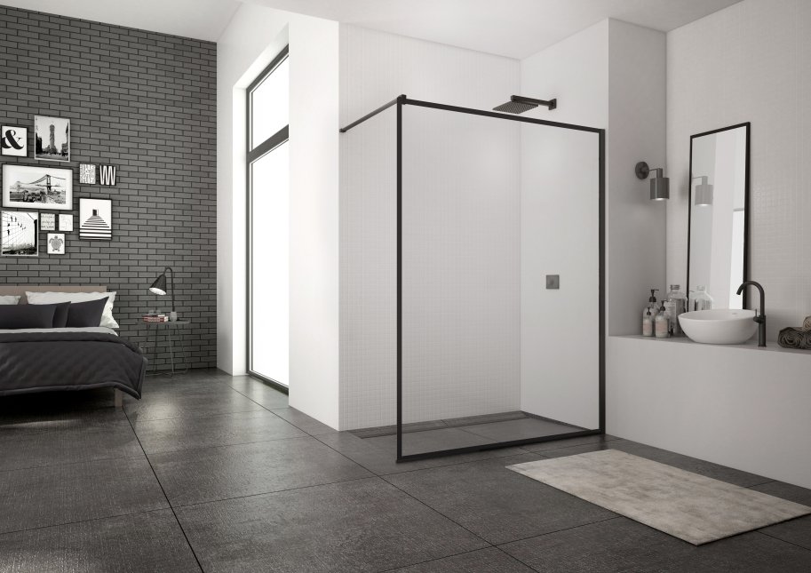 Manhattan Lux 8 mm brusevg - Sort ramme - Klart Glas - Nanobehandlet - OUTLET