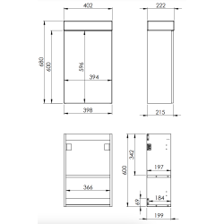 Elba - 40 cm Mbelst - 1 lge - 22 cm dyb - Mat Sort