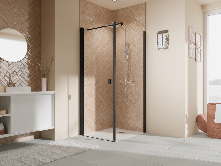 BREUER - ELANA 2.0  - Afrundet brusehjrne - Klart Glas - Flere profil farver