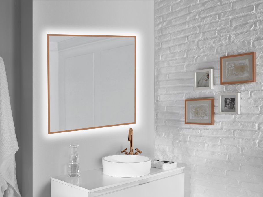 Fiesta Backlight spejl med  MESSING kant og LED lys  - Flere strrelser