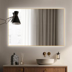 Fiesta Backlight spejl med  GULD kant og LED lys  - Flere strrelser