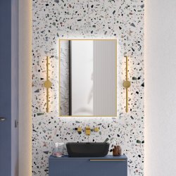 Fiesta Backlight spejl med  GULD kant og LED lys  - Flere strrelser