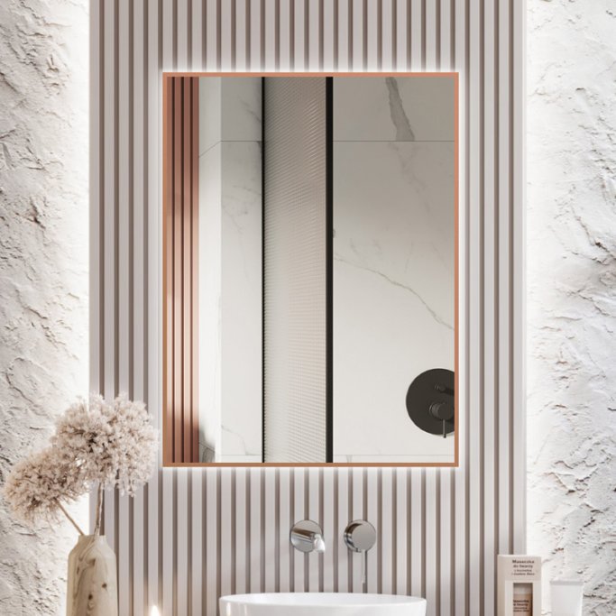 Fiesta Backlight spejl med  MESSING kant og LED lys  - Flere strrelser